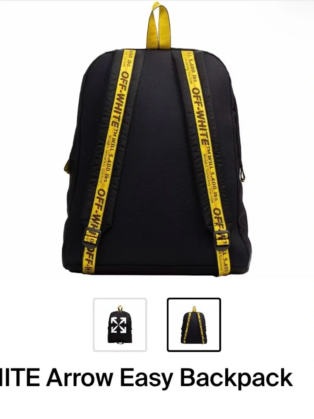 Off-White Black Backpack with White Arrow Graphic